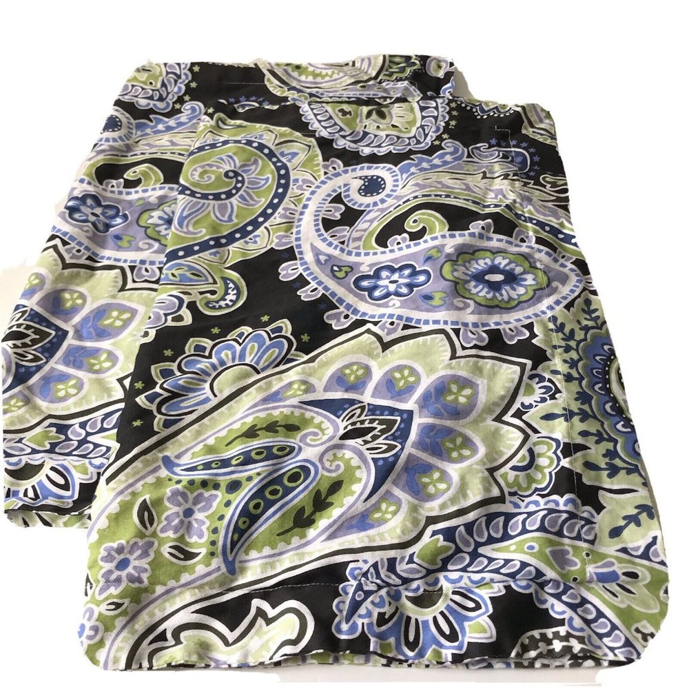 Hillcrest blue black lime‎ paisley 2 shams 100% cotton vintage 22.5”x 29.5”